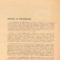 Program for the theatrical production, Contigo pan y cebolla