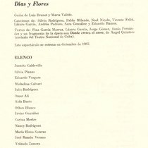 Program for the theatrical production, Días y flores