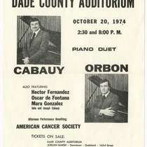 Playbill for the concert, "Piano duet: Cabauy and Orbon"