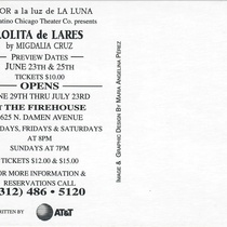 Postcard for the theatrical production Lolita de Lares