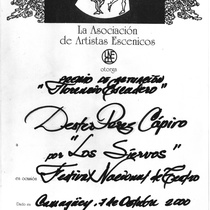 Performance award, Déxter Cápiro in the production, "Los siervos"