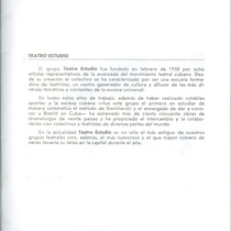 Information leaflet about the history of the "Grupo Teatro Estudio"