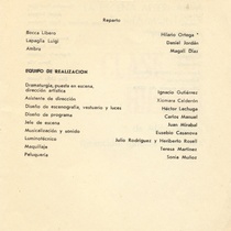 Program for the theatrical production, Clase de hierro