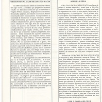 Program for the theatrical production, Una caja de zapatos vacía