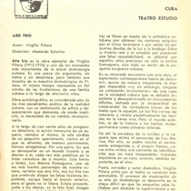 Program for the theatrical production, Aire frío