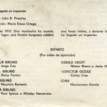 Program for the theatrical production, Ha llegado un inspector