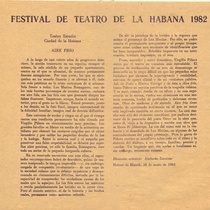 Program for the festival, Festival de Teatro de La Habana 1982