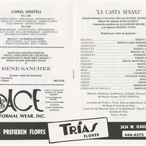 Program for the production, "La casta Susana" (Chaste Susana)