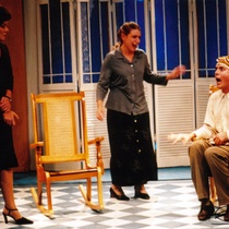 Photograph of Déxter Cápiro (Vicente), Patricia Azán (Emilia) and Anna Silvetti (Laura) in the production, “El no”