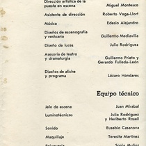 Program for the theatrical production, La proposición