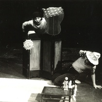 Photographs of María Eugenia García and Agusto Blanca in the production, "Papobo"