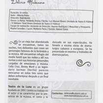 Program for the theatrical production, Delirio habanero