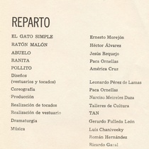 Program for the theatrical production, El gato simple