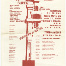 Playbill for the production, "El super" (The super)