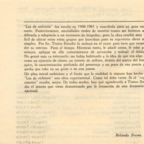 Program for the theatrical productions, "La repetición" y "Las de enfrente"