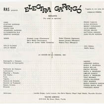 Program for the production, "Electra Garrigó" (Miami, 1978)