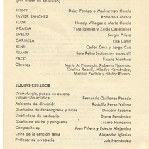 Program for the production, "La primera vez"