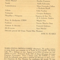 Program for the theatrical production, Historia de amor en Irkutsk