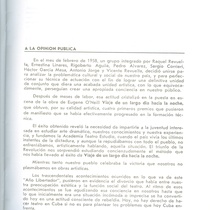 Information leaflet about the history of the "Grupo Teatro Estudio"