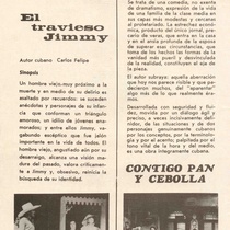 Program for the theatrical production, El travieso Jimmy, Bodas de sangre, Contigo pan y cebolla