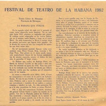 Program for the festival, Festival de Teatro de La Habana 1982