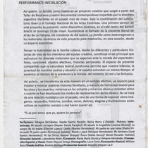 Program for the performance "Así quiero. La familia como teatro"