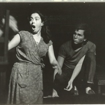 Photograph of Flora Lauten and Adolfo Llauradó in the theatrical production, La noche de los asesinos