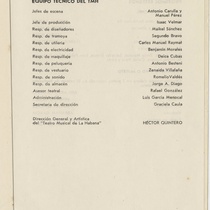 Program for the production, "De esto y de algo (Teatro Musical de La Habana)