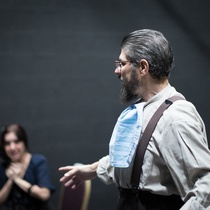 Photographs of a rehearsal for the theatrical production, El día que me quieras