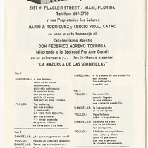 Program for the production, "Festival Federico Moreno Torroba"