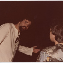 Efraín Martell (El Autor) and Miguel Ángel Abadía (El Mundo), in "El gran teatro del mundo"