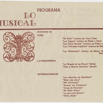 Program for the production, "Lo musical" (Teatro Musical de La Habana)