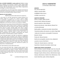 Program for the theatrical production, Delirio Habanero