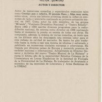 Program for the production, "La última carta de la baraja" (Teatro Estudio)