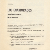 Program for the production, "Los enamorados"