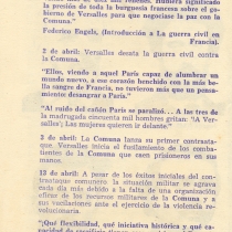 Program for the theatrical production, Los días de la Comuna