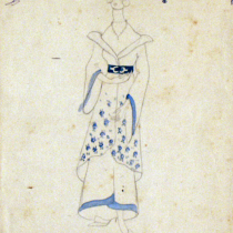 Costume design for Hortensia in the theatrical production, Las vacas gordas