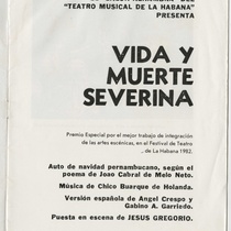 Program for the production, "Vida y muerte Severina" (Teatro Musical de La Habana)