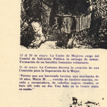 Program for the theatrical production, Los días de la Comuna