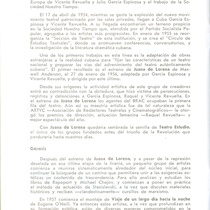 Information leaflet about the history of the "Grupo Teatro Estudio"