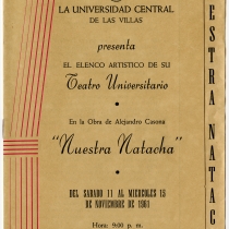 Program for the theatrical production, Nuestra Natacha