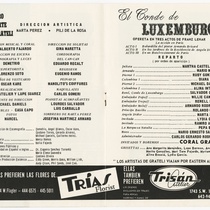 Program for the production, "El conde de Luxemburgo"