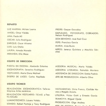 Program for the theatrical production, Aire frío