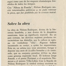 Program for the theatrical production, Vestido de novia