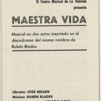 Program for the production, "Maestra Vida" (Teatro Musical de La Habana)