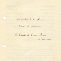 Program for the productions, "Estudio de sentimientos" y "El círculo de cuatro puntas"