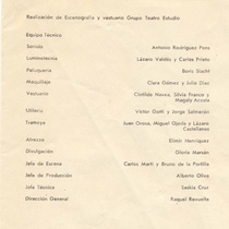 Program for the theatrical production, "La escuela de los parientes"