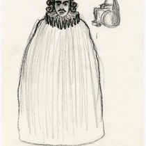 Costume sketch for the character "Fiscal" (Prosecutor) for the production, "Los fantasmas de Tulemón"