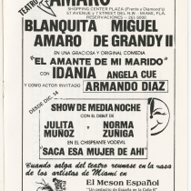 Program for the production, "La verbena de la paloma" (Fair of the dove)