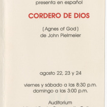 Invitation for the production, "Cordero de Dios"